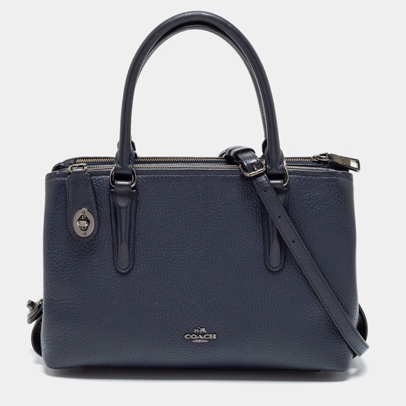 Coach Handbags - Coach Dark Blue Leather Satchel